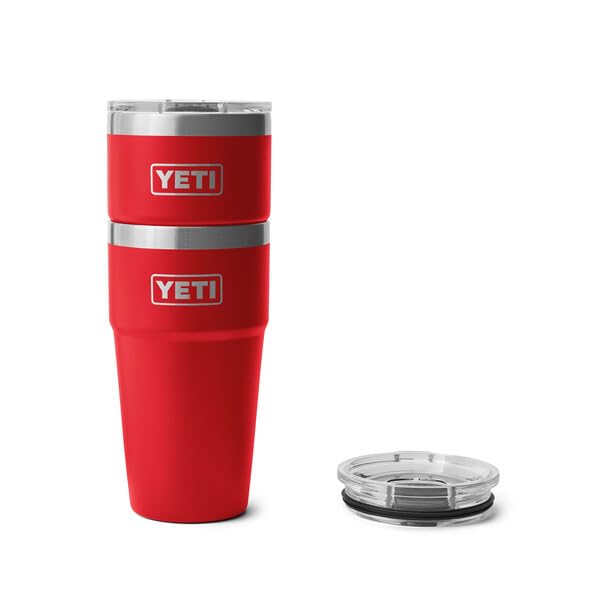 YETI Rambler 20 oz (591 ml) Stackable Cup with Removable Magslider Lid, Stainless Steel Vacuum Insulated Coffee Cup, Rescue Red - Image 4