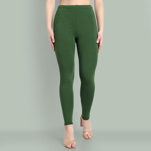 Image of ONE SKY Women Full Length Leggings | Cotton Modal Spandex Blend | High Waist Stretchable & Bio-Washed Fabric | Colour-Lock Technology | Comfortable Leggings for Women