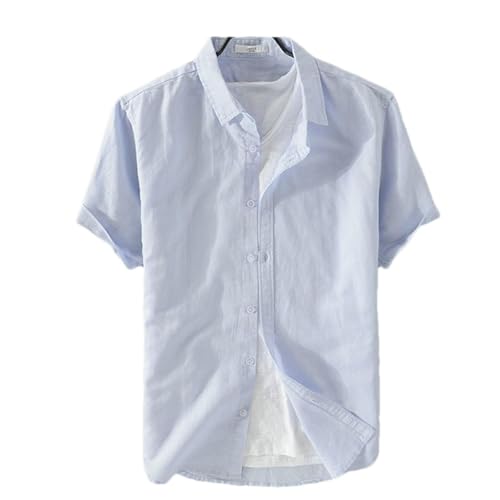 Chemise homme lin style japonais manches courtes coton décontracté
