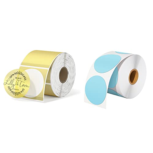 Munbyn 2 Inch Blue Circle Thermal Sticker Labels,Munbyn 2 Inch Gold Transparent Thermal Labels #TOP16
