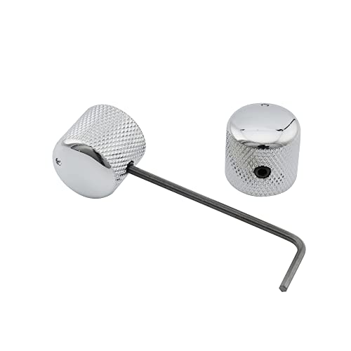 Musiclily Pro 1/4" Steel Fine Knurled Dome Knobs Universal Fitting Control Knobs with Set Screw and Indicator Dot for Electric Guitar or Bass Chrome (Set of 2) - Image 4