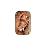 Dochais 6 Pares Pendientes Mujer Piercing Oreja Acero Quirurgico Pendientes Dorados Pendientes Aro Plata Piercing Helix Tragus Cartílago Múltiples Piercings Hipoalergenicos para Mujer Hombre D