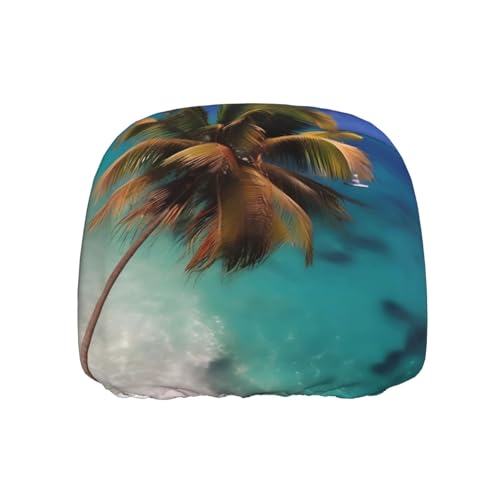 YYHHAOFA Kopfstützenbezug mit Karibik-Insel-Muster, 1 Stück, Boutique, bequem, elastisch, Autozubehör