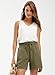 Libin Linen Shorts for Women High Waisted Lightweight Casual Summer Drawstring Comfy Beach Shorts Fashion Clothing, Army Green, L