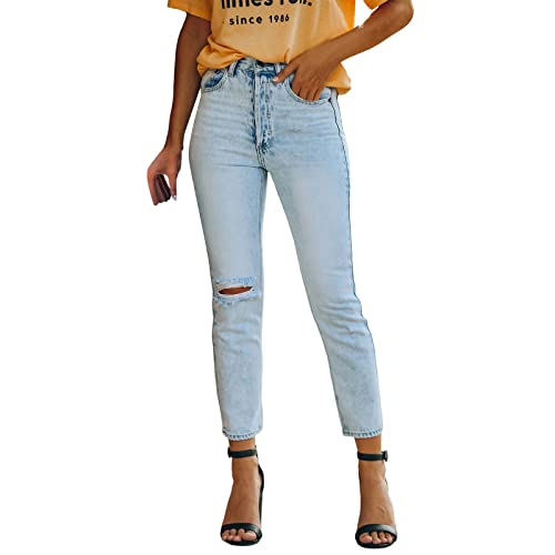 Jean slim déchiré pour look street urbain en tissu élastique confortable