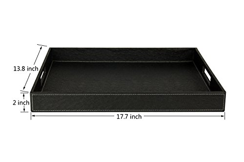 image for HofferRuffer Ostrich Faux Leather Rectangular Decorative Serving Tray 