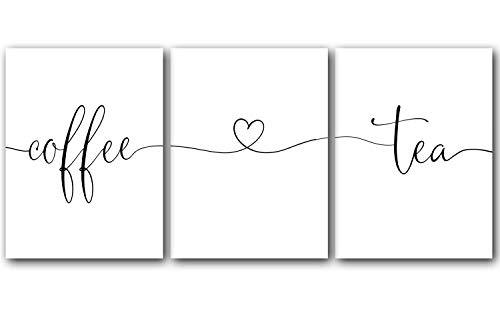 Coffee Tea Set of 3 11 x 14 Inch print Minimalist Art Typography Art Bedroom Wall Art Romantic Gift Home Wall Art Poster