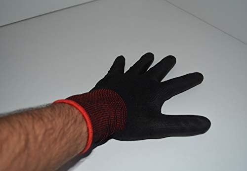 Two Pairs PU Coated Black Nylon Work Gloves for Women and Men. Work Glove for Gardening, Fishing, Builders, Mechanic, Clamming, Scaffolding, Restoration Work & More Size (Medium M 8)