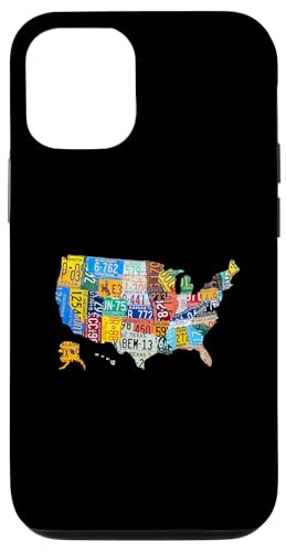 License Plate American Flag US Map Art American Map Shirt �X�}�z�P�[�X iPhone 12/12 Pro �p