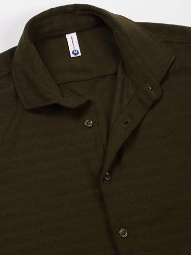 Image of Thomas Scott Men's | Solid | Textured Fabric | Full Sleeve | Regular Fit | Polyester-Blend | Spread Collar | Casual Shirt