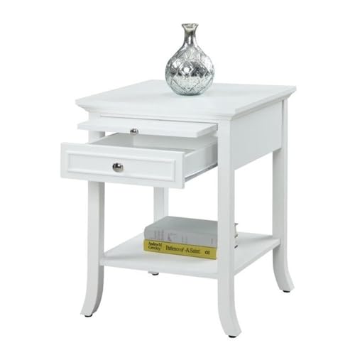 Image of Convenience Concepts American Heritage Collection Logan End Table with Drawer and Slide, White