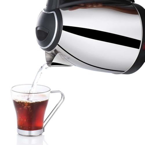 Image of Premier Sizzle Stainless Steel Electric Kettle with Stainless Steel Body | 1.5 litre | Used for Boiling Water, Making Coffee and Tea Varieties, Noodles, Soups | 360 Swivel Power Base | Auto Cut Off