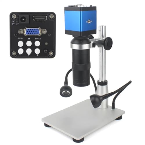 顕微鏡キット 電話の修理のため HDMI 顕微鏡カメラ 38MP 13MP USB VGA 工業用顕微鏡 130X C マウントレンズ 56 LED リングライト 顕微鏡レンズアダプター(B Microscope set)