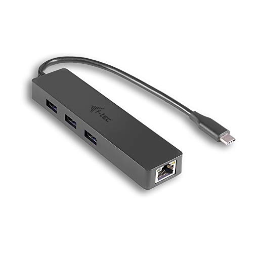 i-tec USB C Slim HUB 3-Port with Gigabit Ethernet Adapter, USB 3.0 to RJ-45, 10/100/1000 Mbps, 3X USB 3.0 Port, for Notebook, Tablet, Smartphone, PC with USB-C Connector