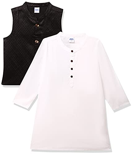 Image of Amazon Brand - Jam & Honey Cotton Boy Festive Nehru Jacket, Kurta And Pyjama Set Which Is Both Comfortable And Stylish
