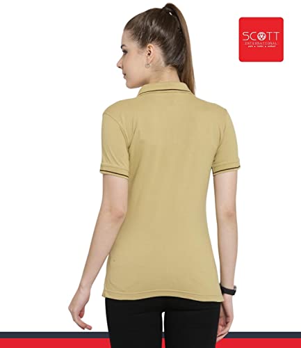 Image of Scott International Women's Regular Fit 100% Pure Organic Cotton Polo T-Shirt | Womens Polo Collar Neck T-Shirt | Cotton Plain Polo Neck Half Sleeve T-Shirt | Tshirts for Women
