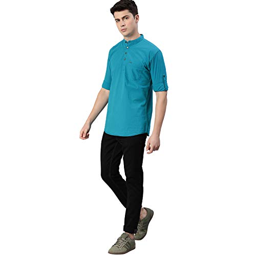 Image of Urbano Fashion Men's Cotton Full Sleeve Casual Shirt with Mandarin Collar Slim Fit