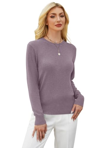 Image of GKBK Women's Wool Blend Sweaters 2026 Fall Fashion Lightweight Business Casual Outfits Long Sleeve Crew Neck Pullover Tops