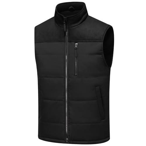 Image of Msmsse Men's Outerwear Vests Winter Quilted Padded Vest Gilet Stand Collar Warm Puffer Vest