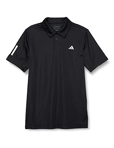 adidas Camisa polo masculina Club Tennis 3 listras, Preto, M
