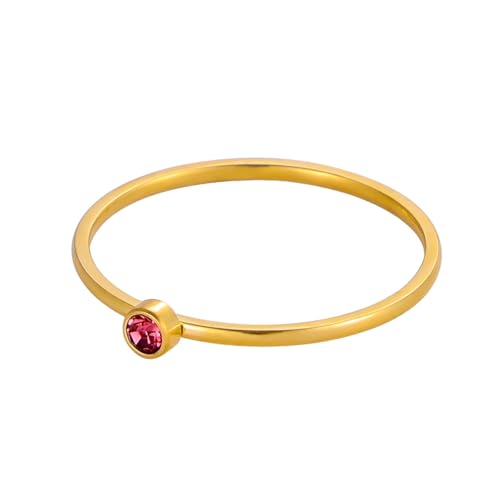 Bague en acier inoxydable plaqué or M&T pour femme avec pierre de naissance de juillet