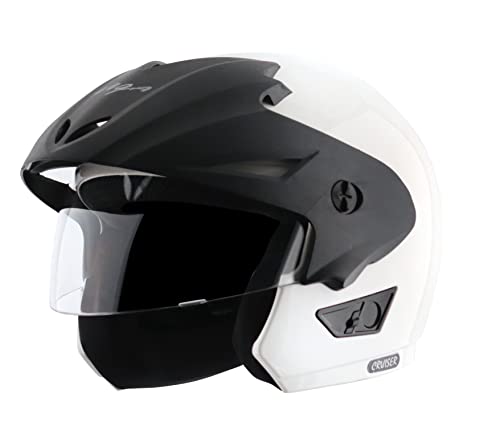 Vega Cruiser ISI Certified Lightweight & Compact with Peak Open Face Helmet for Men and Women with Clear Visor(White, Size:M) - Image 2
