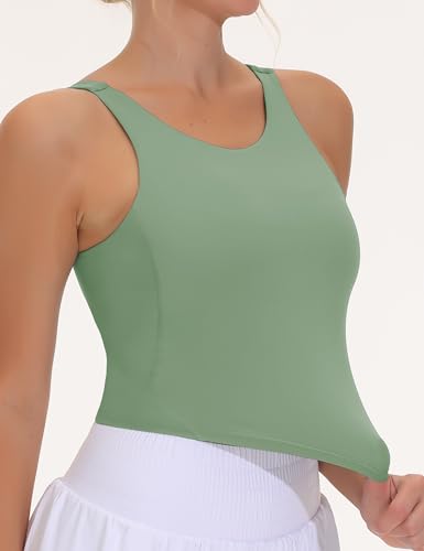 Image of THE GYM PEOPLE Women Sports Bra Sleeveless Padded Running Workout Tank Tops