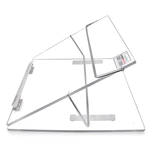 Image of Writing Desk Table Top Elevator with Adjustable Height Slant Book Reading Stand Office Tabletop Portable Easy Book Reading Stand (Small Size 15x12 Inches, Clear Transparent) 7MM Polystyrene