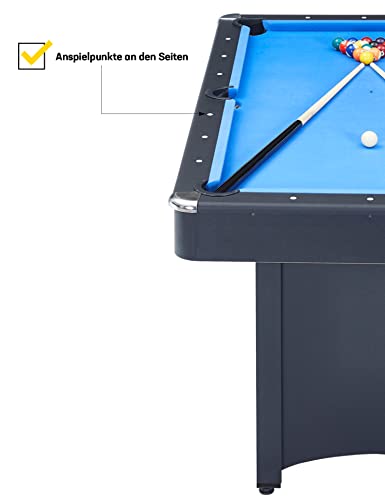MUWO Winner Billardtisch inkl. einem Satz Kugeln, mit Aufbaudreieck, 2 Queues, mit Kreide und Einer Bürste. Tisch im kompakten Design. Maße: 153 cm x 84 cm x 79 cm, Gewicht 31 kg, in 2 Farben – Bild 6