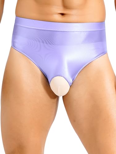 YiZYiF Sissy Panties Men's Silky Glossy Underwear Bikini Thongs Oily Swimming Lingerie Briefs2