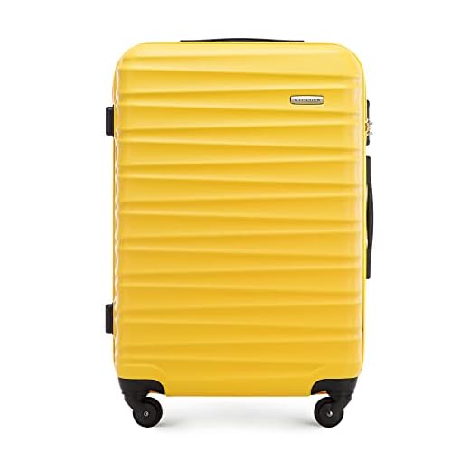 WITTCHEN Valise de Voyage Valise Moyenne Valise à roulettes ABS Trolley avec 4 roulettes Spinner Serrure à Combinaison Poignée télescopique Groove Line Taille L Jaune
