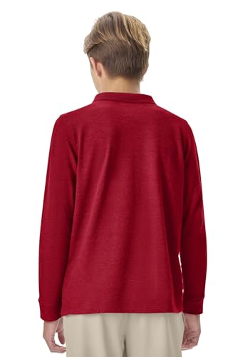 Image of Classroom Uniforms Long Sleeve Pique Polo T-Shirt for Men and Women CR835X, 2XL, Red