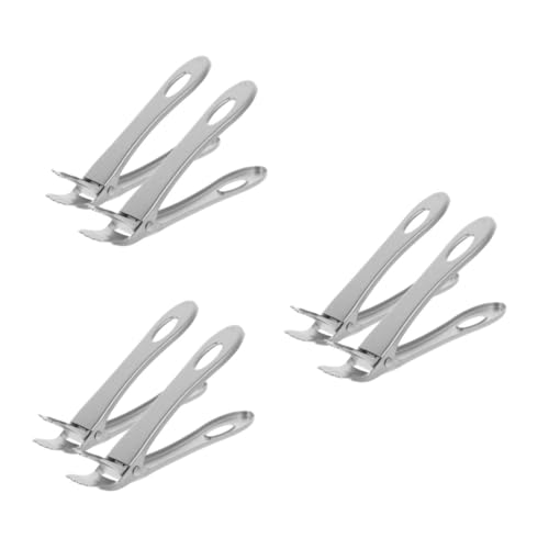 Cabilock 3 Juegos Ollas Clip Placa Vajilla Plato Bandeja Plato Pan Clip Cuencos Abrazadera Platos Titular Tazón Clip De Plata 2 piezas * 3