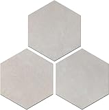Kieacia Peel and Stick Floor Tile, 15 PCS Hexagon White Cement Color Tiles,PVC Waterproof Self Adhesive Tiles DIY for Floor Stickers Kitchen Backsplash,Bathroom