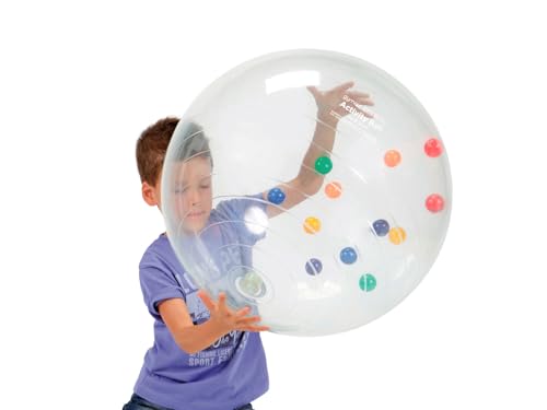 GYMNIC Activity Ball Transparenter, aufblasbarer Ball mit farbigen Kugeln...