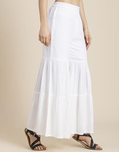 Printed Tiered Palazzo Women Pant, Wide Leg Elastic Waist Viscose Pant3