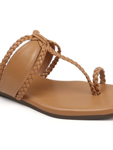 Image of SilverArrow Women's Glintique Fashion Sandals|Braid Strap Style Open Back Flats |Casual Wear