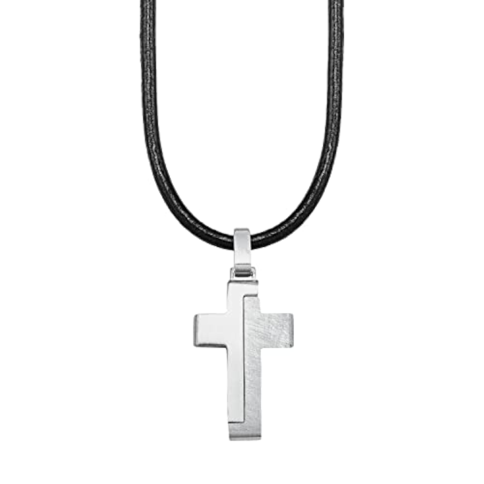 Boys' Stainless Steel & Leather Pendant Necklace, Gift Boxed
