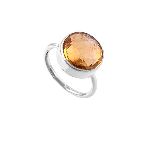 Bague de fiançailles citrine naturelle argent 925 cadeau idéal fille