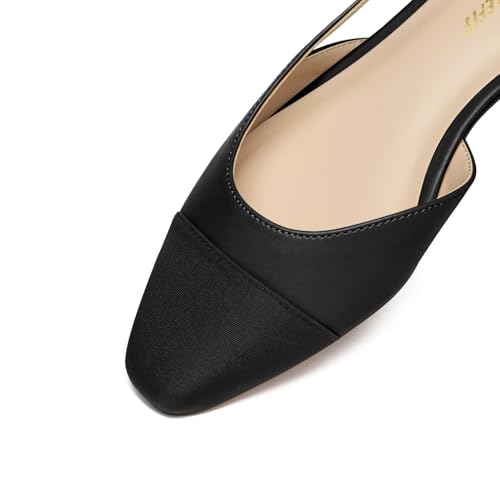 Image of Athlefit Slingback Flats for Women Square Toe Ballet Flats Work Dress Shoes