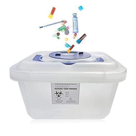 Sharps Containers | Bio-Hazard | Bio-Medical Sharps Container Puncture Proof Box (1.5 | 3.5 | 5.5 Liters) (3.5 Liter)