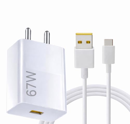 Image of 67W SuperVOOC Fast Charging Adapter with SuperDart Cable Compatible with realme 10 Pro+ /11 /11 Pro /Pro+ /Narzo 60 Pro /70 Pro 5G /P4 Pro /GT Neo Series & All SuperVOOC Supported Type-C Devices