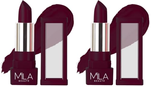 Image of MILA BEAUTE Matte Lipstick | Highly Pigmented & Lightweight Formula | Matte Finish | Gives Full Coverage | Shade - (Pack of 2)
