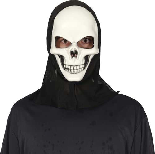 SPAVENTA AD OGNI FESTA! - Maschera da teschio con cappuccio in PVC, perfetta per Halloween e feste spaventose. Divertirsi non è mai stato così terrificante!
