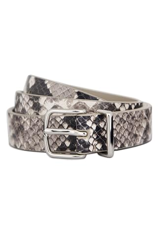 Vince Women's 1 Inch Flat Snake Print Belt with Metal Loop