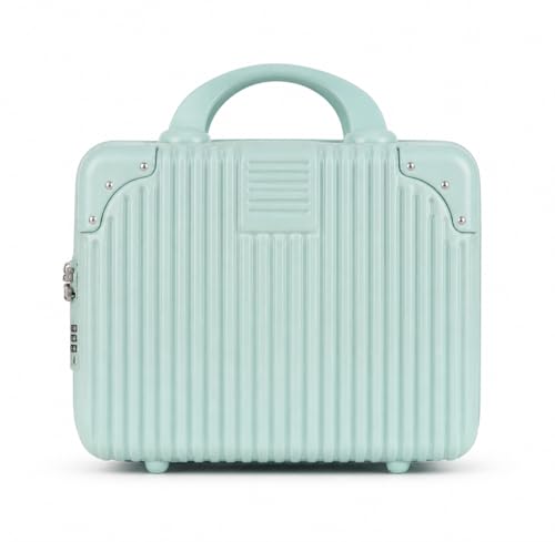 Image of Portable Hard Shell Cosmetic Bag Travel Case, Small Travel Hand Luggage with Elastic Band, Mini Abs Carrying Makeup Case Suitcase (B-Pista)