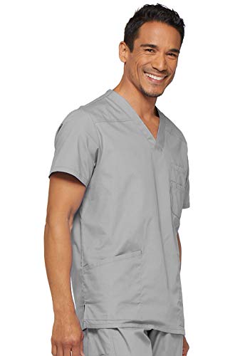Image of Dickies Mens V-Neck Scrub Top with 5 Pockets - Medical & Nursing Uniform Shirt, Side Vents - 81906
