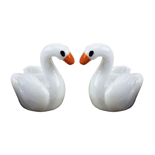 YUnnuopromi 2Pcs Couple Lovers Swan Pattern Miniature Figurine Craft Landscape Ornament Garden Decoration White Swan#