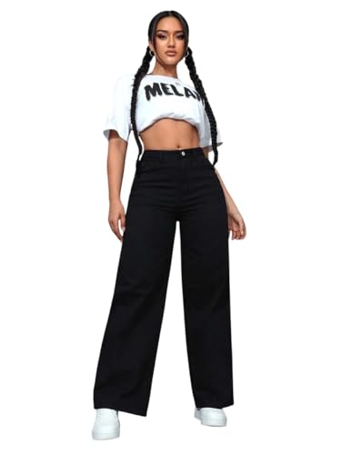 Image of KOTTY Women's High Waist Straight Fit Denim Jeans | Stretchable| Wide Leg & Regular Fit Stylish Wear