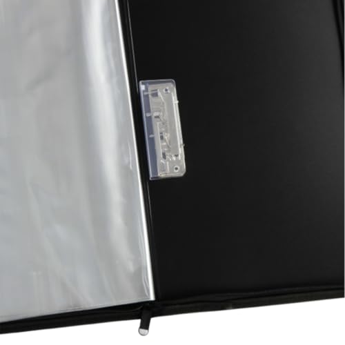 Image of Worldone Zipper Display Book Folder for Documents, with Name Card, Made of 0.8mm Virgin PP Material with 20 Bound Plastic Binder Sleeves, Size FC (fullscap), Black, Set of 1